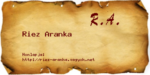 Riez Aranka névjegykártya